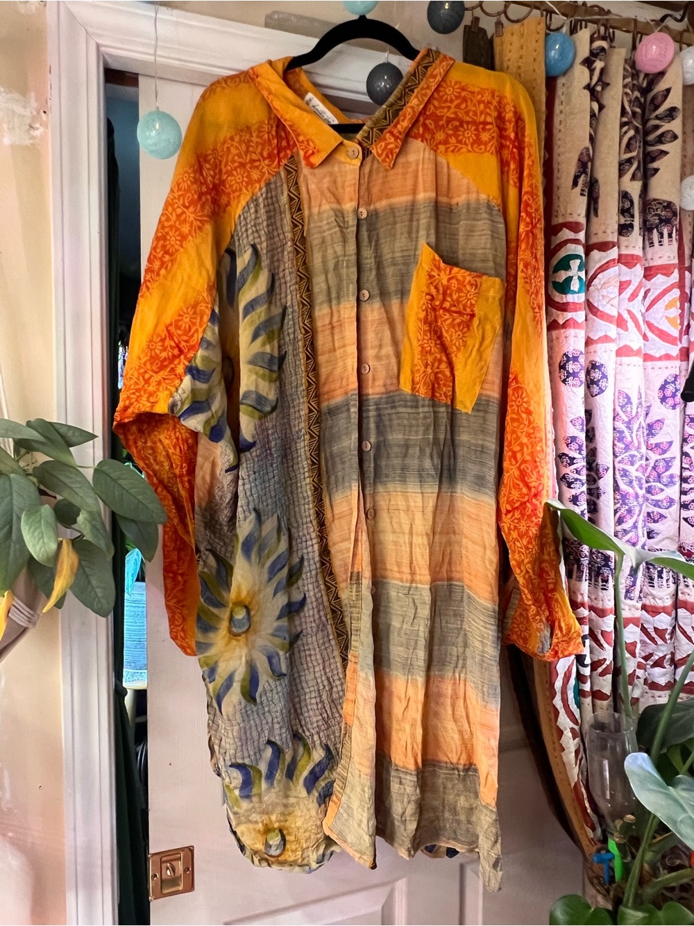 Kantha Bae Long-Sleeve Shirt Jacket - Orange Multi